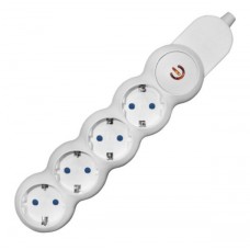 Πολύπριζο 4 Θέσεων Χωρίς Καλώδιο Με Διακόπτη Λευκό 15-30140